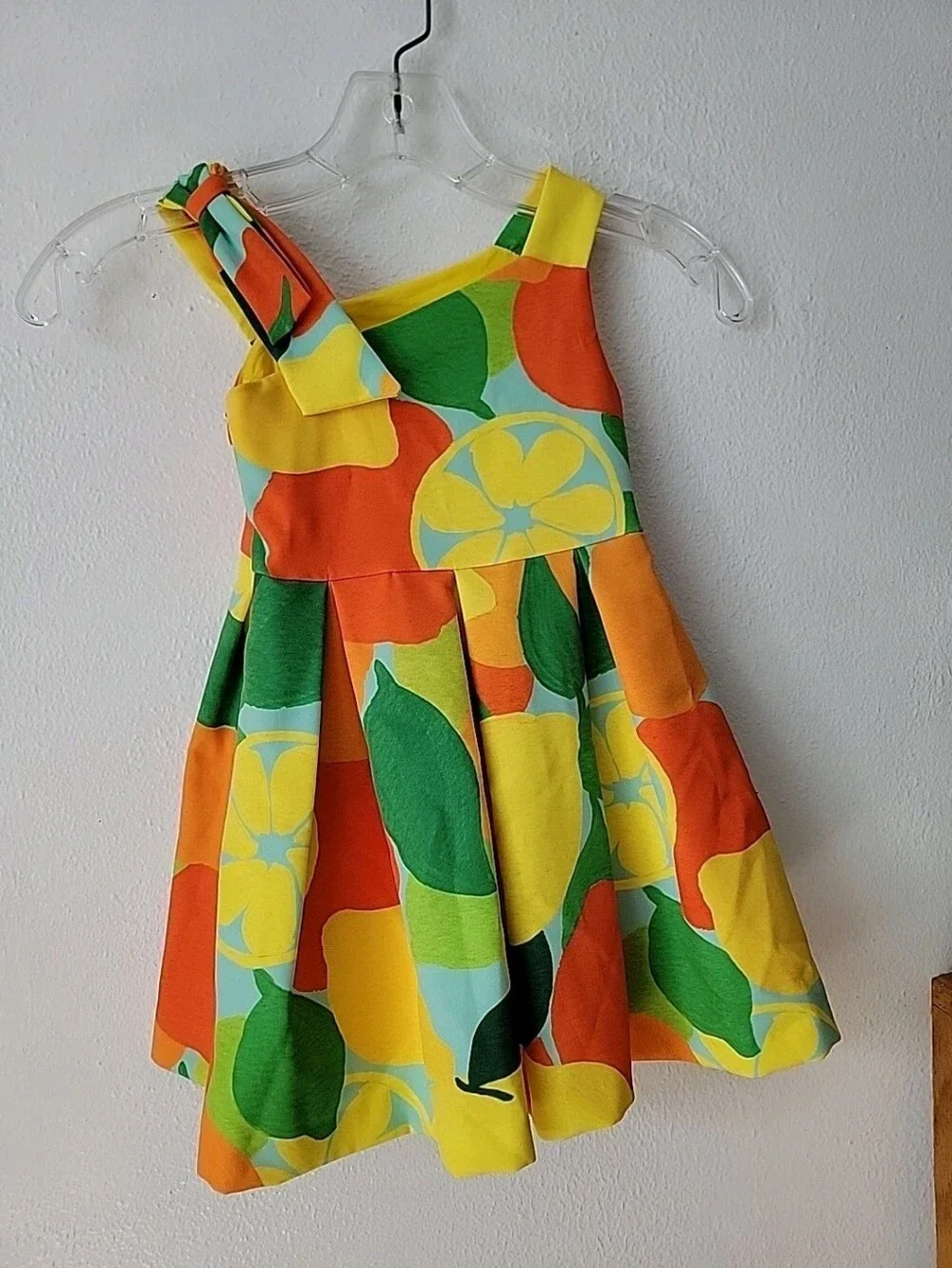Abel And Lula Colorful Citrus Print Girls Sundress - Bright Yellow & Orange Sz 4